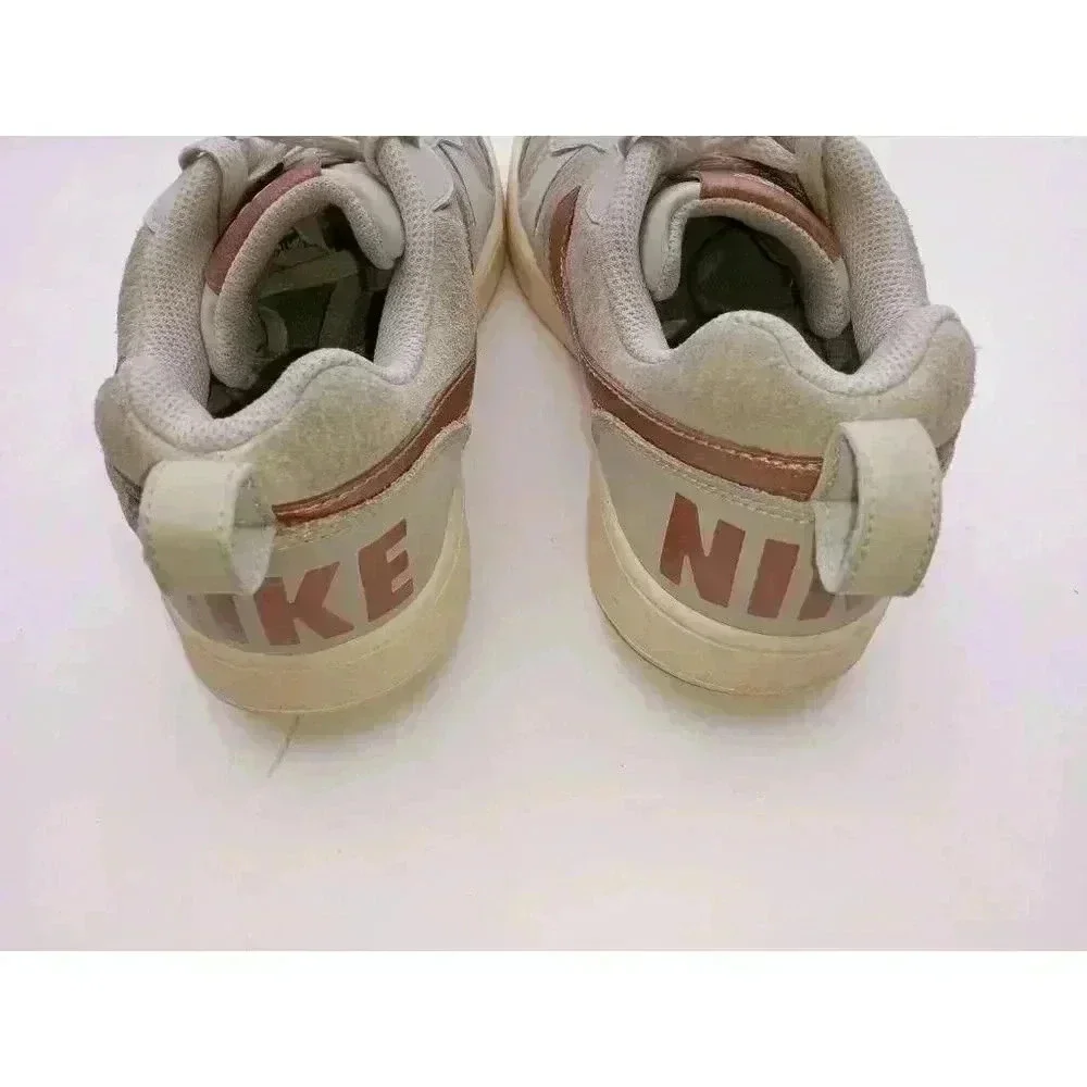 Nike Womens Court Borough Sneakers Shoes Beige 861533-001 Leather Lace Up 8.5